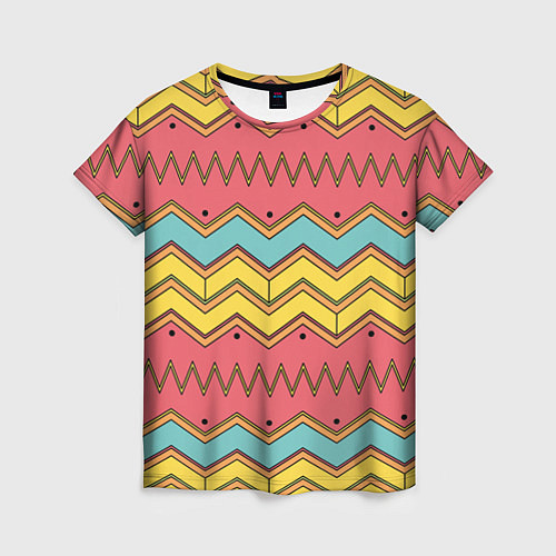 Женская футболка Цветные зигзаги / 3D-принт – фото 1