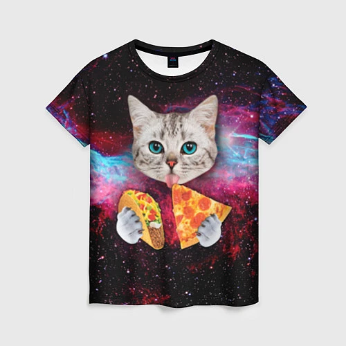 Женская футболка Кот с едой / 3D-принт – фото 1