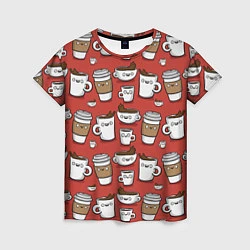 Женская футболка Веселые чашки кофе