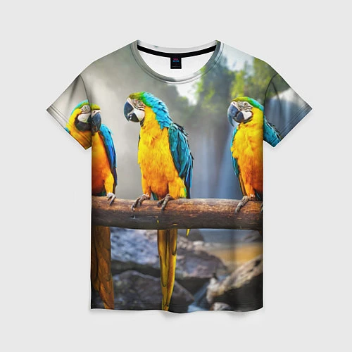 Женская футболка Экзотические попугаи / 3D-принт – фото 1