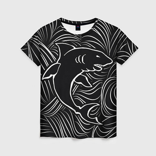 Женская футболка Акула в в морской пучине / 3D-принт – фото 1