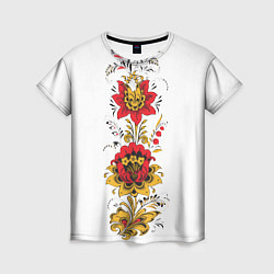 Женская футболка Хохлома: цветы