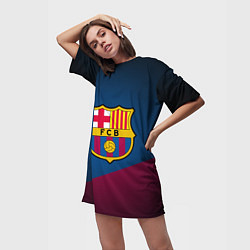 Футболка женская длинная FCB Barcelona, цвет: 3D-принт — фото 2
