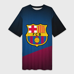 Футболка женская длинная FCB Barcelona, цвет: 3D-принт