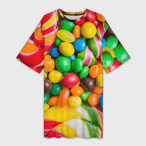 Женская длинная футболка Сладкие конфетки / 3D-принт – фото 1