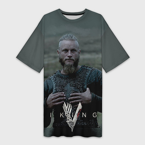 Женская длинная футболка Vikings: Ragnarr Lodbrok / 3D-принт – фото 1