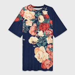 Женская длинная футболка Fashion flowers