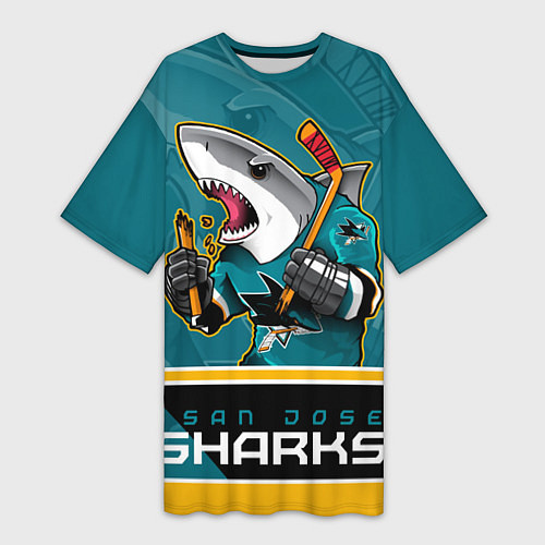 Женская длинная футболка San Jose Sharks / 3D-принт – фото 1