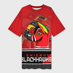 Футболка женская длинная Chicago Blackhawks, цвет: 3D-принт