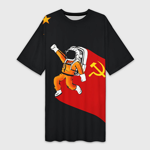 Женская длинная футболка Советский Гагарин / 3D-принт – фото 1
