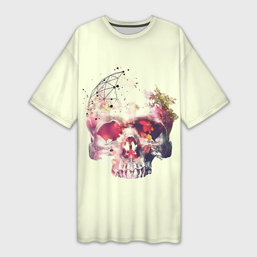 Женская длинная футболка Skull / 3D-принт – фото 1
