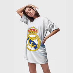 Футболка женская длинная Реал Мадрид, цвет: 3D-принт — фото 2