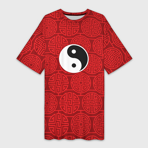 Женская длинная футболка Yin Yang / 3D-принт – фото 1