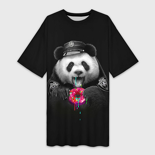 Женская длинная футболка Donut Panda / 3D-принт – фото 1