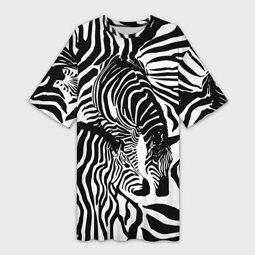 Женская длинная футболка Полосатая зебра / 3D-принт – фото 1