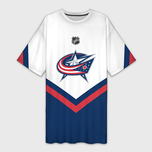 Женская длинная футболка NHL: Columbus Blue Jackets / 3D-принт – фото 1