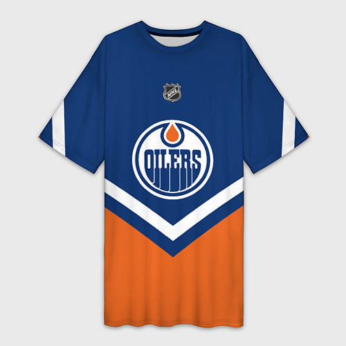 Женская длинная футболка NHL: Edmonton Oilers / 3D-принт – фото 1