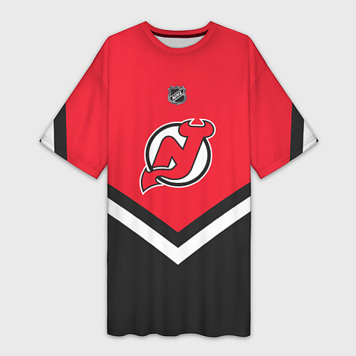 Женская длинная футболка NHL: New Jersey Devils / 3D-принт – фото 1