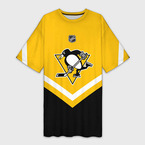 Женская длинная футболка NHL: Pittsburgh Penguins / 3D-принт – фото 1