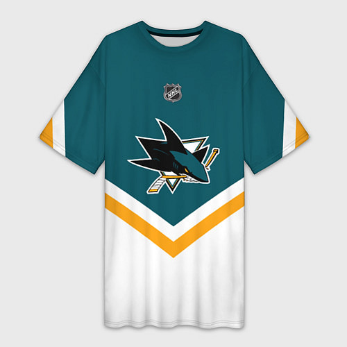 Женская длинная футболка NHL: San Jose Sharks / 3D-принт – фото 1