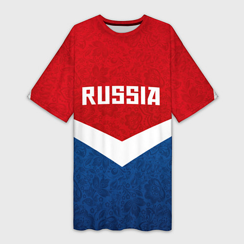 Женская длинная футболка Russia Team / 3D-принт – фото 1