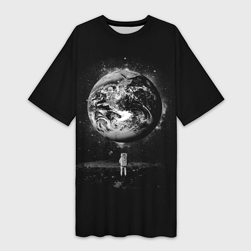 Женская длинная футболка Взгляд на землю / 3D-принт – фото 1