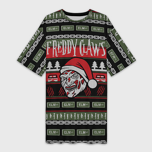 Женская длинная футболка Freddy Christmas / 3D-принт – фото 1