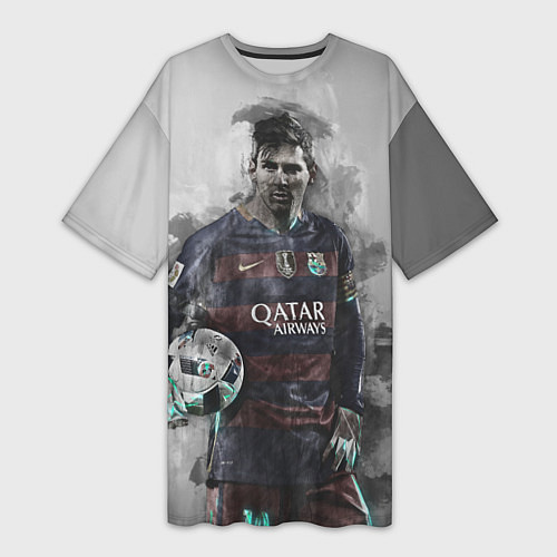 Женская длинная футболка Lionel Messi / 3D-принт – фото 1