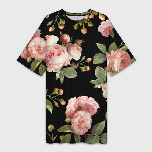 Женская длинная футболка TOP Roses / 3D-принт – фото 1