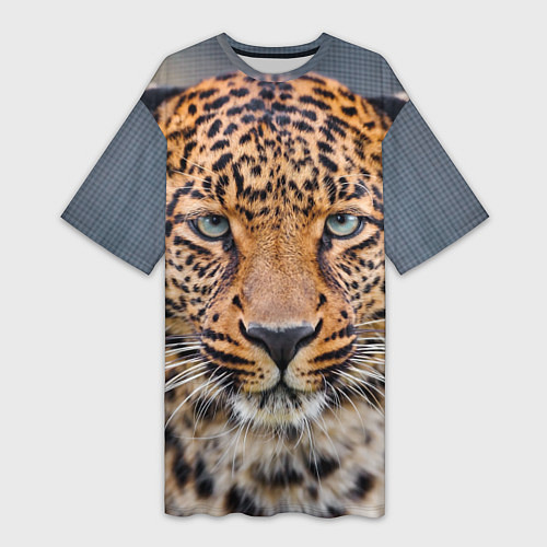 Женская длинная футболка Грустный леопард / 3D-принт – фото 1