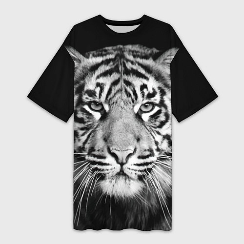 Женская длинная футболка Мордочка тигра / 3D-принт – фото 1