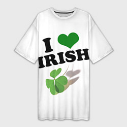 Женская длинная футболка Ireland, I love Irish