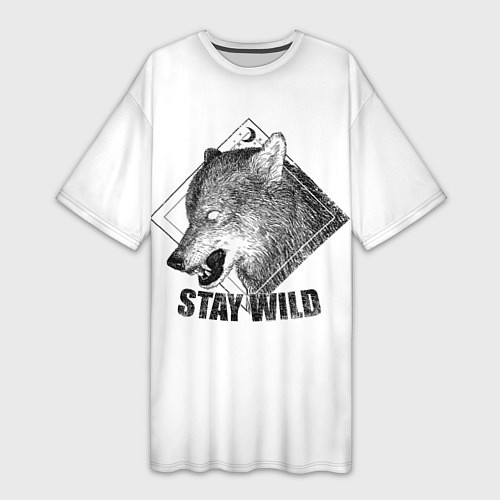 Женская длинная футболка Stay Wild / 3D-принт – фото 1