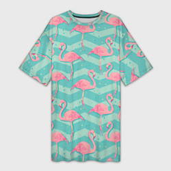 Женская длинная футболка Flamingo Pattern