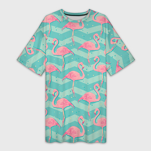 Женская длинная футболка Flamingo Pattern / 3D-принт – фото 1