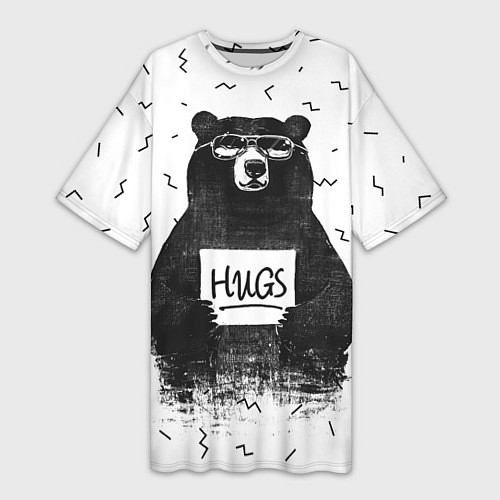Женская длинная футболка Bear Hugs / 3D-принт – фото 1