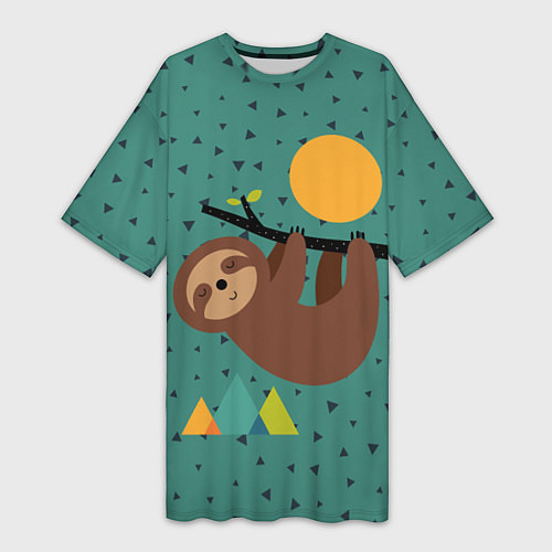 Женская длинная футболка Довольный ленивец / 3D-принт – фото 1