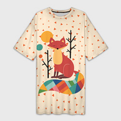 Женская длинная футболка Осенняя лисичка