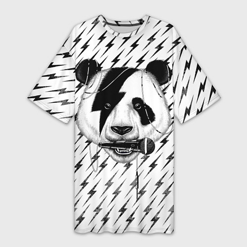 Женская длинная футболка Панда вокалист / 3D-принт – фото 1