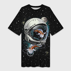 Женская длинная футболка Подводный космос