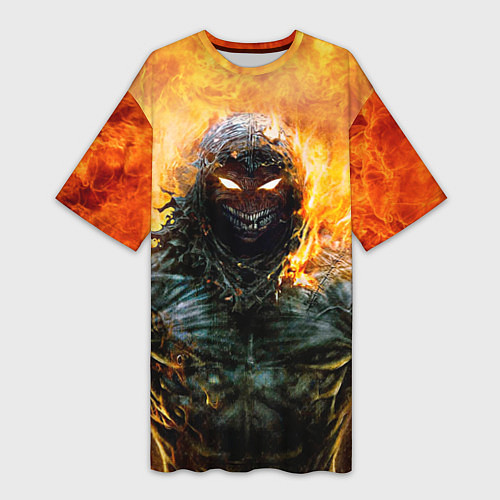 Женская длинная футболка Disturbed: Monster Flame / 3D-принт – фото 1