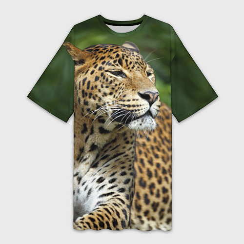 Женская длинная футболка Лик леопарда / 3D-принт – фото 1