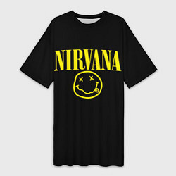 Футболка женская длинная Nirvana Rock, цвет: 3D-принт