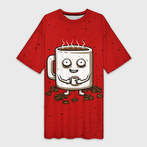 Женская длинная футболка Кофейный пьяница / 3D-принт – фото 1