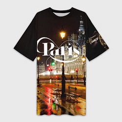 Женская длинная футболка Night Paris