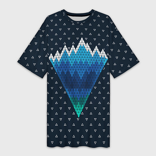 Женская длинная футболка Геометрические горы / 3D-принт – фото 1