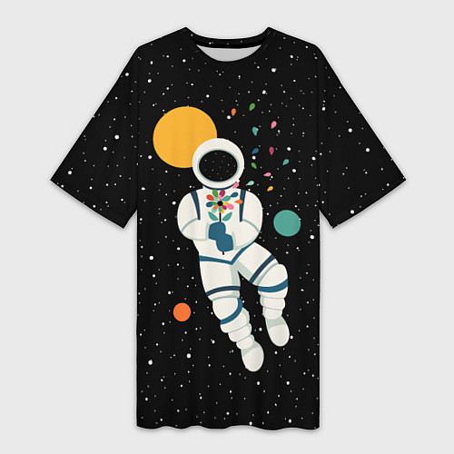 Женская длинная футболка Космический романтик / 3D-принт – фото 1