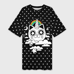 Женская длинная футболка Магический котик