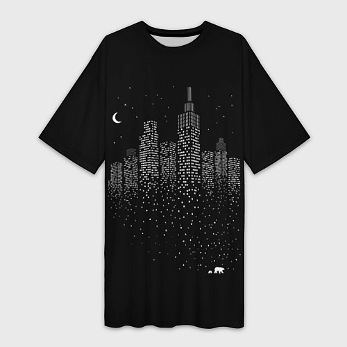 Женская длинная футболка Ночной город / 3D-принт – фото 1