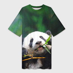 Женская длинная футболка Панда на ветке